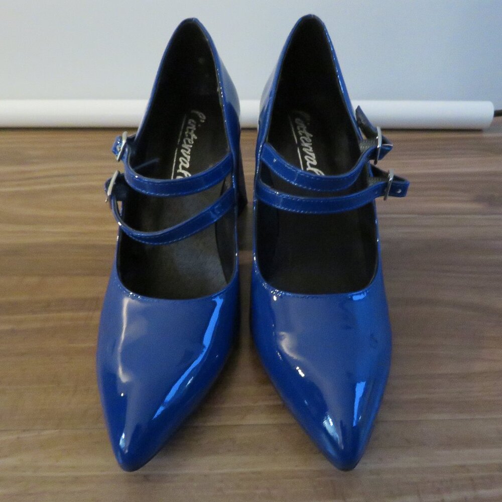 L'INTERVALLE Stefani Blue Patent Leather Block Heel Mary Jane Shoes  38 / 7.5-8 - Picture 8 of 15